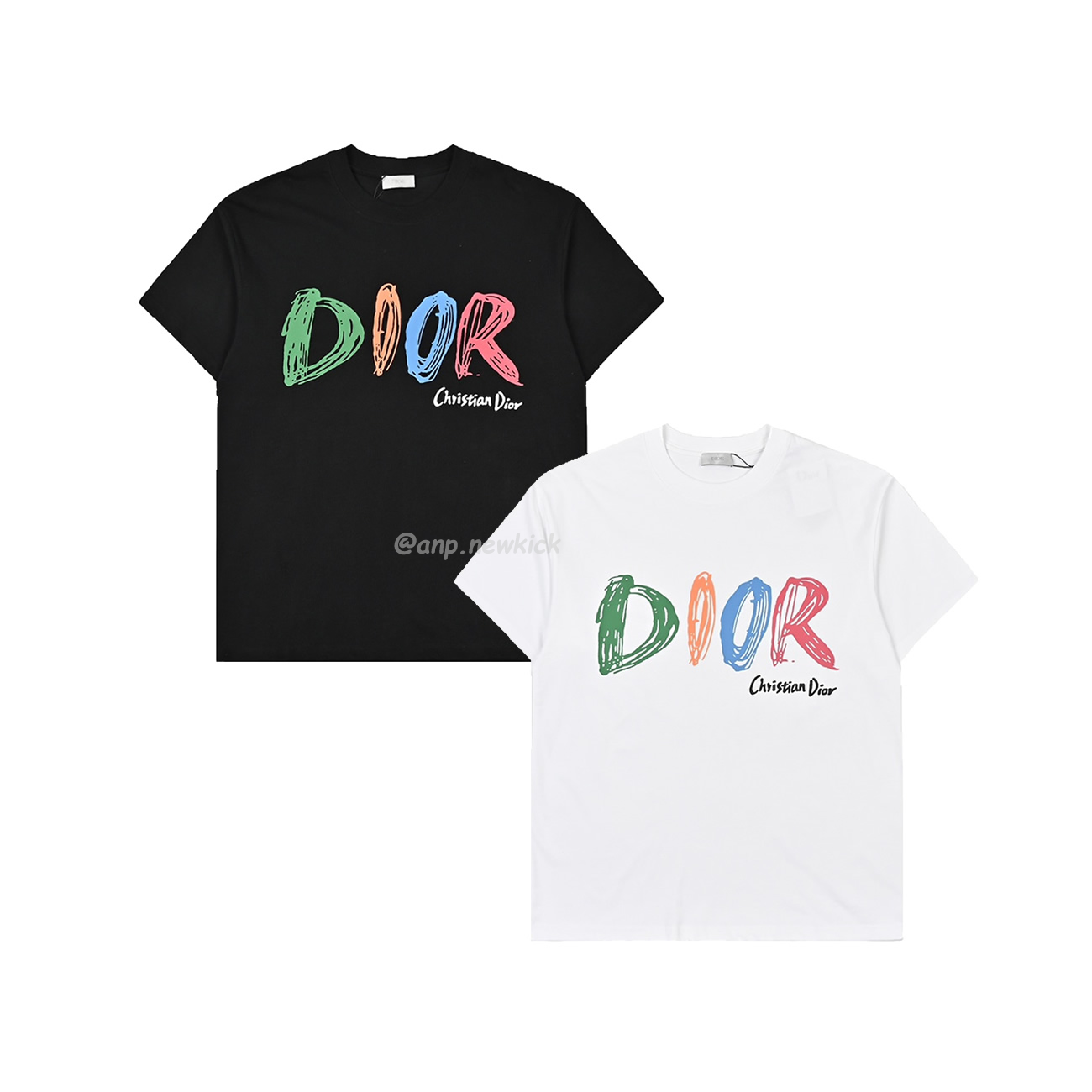 Dior Hand Drawn Logo Graffiti Inspired Short Sleeved T Shirt (1) - newkick.cc